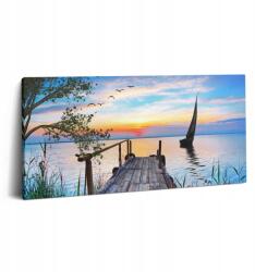 Wallfluent Vászonkép Ágy fölé Tartós Fali Vitorlás A Tónál 100x50 cm (010030010010000074695)
