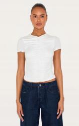 Prettylittlething Fehér Klasszikus Sima Fodros Póló Prettylittlething 38-AS