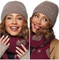 DEMUR Női Téli Sapka téli meleg puha vastag beanie kétrétegű bézs (czapki damskie ciepłe zimowe z dzianiny)