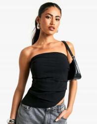 Boohoo Fekete Pánt Nélküli Felső Aszimmetrikus Ráncolás Boohoo 44