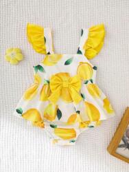 Shein citrom mintás lány ruha body-val, Size 86