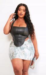 Prettylittlething Mintás Bézs Fodros Testhezálló Mini Szoknya Prettylittlething 40