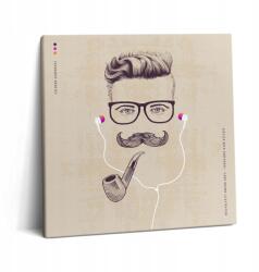 Wallfluent Vászonkép Falra Férfi Pipával és Fülhallgatóval 60x60 cm (010030010270000075069)