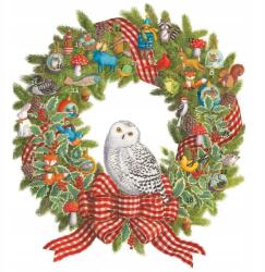 Képi adventi naptár Hóbagoly koszorú 33x38 cm (4541)