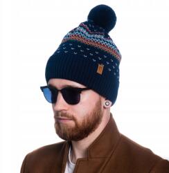 Heyo Férfi Téli Sapka Norvég Mintával, Pomponnal, Meleg Norvég Stílusú Sapka Polár Béléssel (H00002)