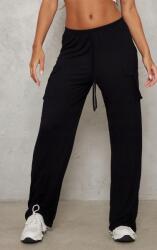Prettylittlething Fekete Nadrág Egyenes Szárú Zsebek Megkötős Prettylittlething 32