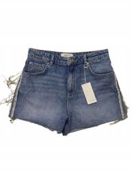 Reserved IC24207 Rövid Farmer Rövidnadrág Magas Derekú Rojtos Díszítéssel L