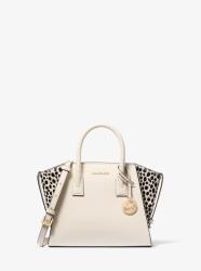 Michael Kors női bőr kézitáska Avril Leather and Cheetah krémszínű