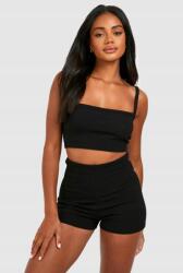 Boohoo KC02310 Kerékpáros Leggings Bordázott Fekete Rövid Boohoo (28) L