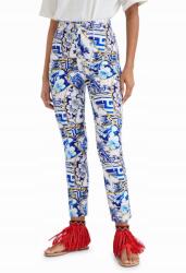 Desigual Mintás 7/8 Cipzáras Nadrág, Size M, fehér, pamut (22SWPW30_5016)