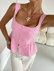 Shein IC42106 Shein Csíkos Gombos Vállpántos Felső (40) L