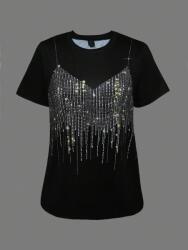 Shein Póló Fekete Print 36 S__s