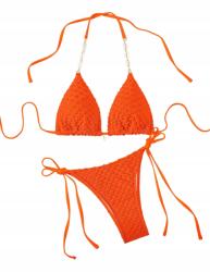 Shein Fürdőruha Kétrészes Narancssárga Kötött Kagyló 36 S__s