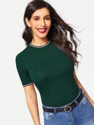 Shein Zöld Bordázott Póló Casual 36 S__s