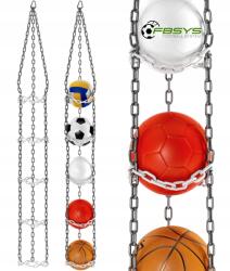 FBSYS Labdatároló rendszer, 5 labdához, ezüst-fehér, 173cm hosszú, állítható (fbsys-x5-srebrno-biały)