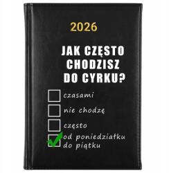 FunnyCase Könyvnaptár 2026 Cirkusz Hétfőtől Péntekig Fekete Ajándék Minták (KalendarzCYRK OD PONIEDZIAŁU DO PIĄTKU)