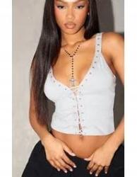 Prettylittlething Szürke Melange Felső (38) (564327)