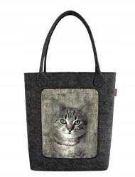 Bertoni Filc kézitáska Swing Bertoni fekete, macska mintás Filon