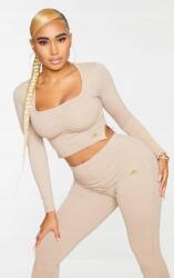 Prettylittlething Bézs Hosszú Ujjú Felső Sima Illeszkedő Klasszikus Prettylittlething 40