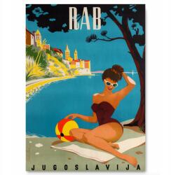  Poszter Retro Rab Sziget Jugoszlávia Horvátország A3 (Plakaty na ścianę Podróże travel A3)