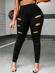 Shein DC33209 Shein Fekete Női Leggings Magas Derék Plus Size 54