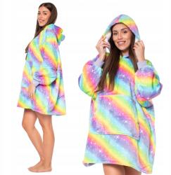  Kocpulóver 2 az 1-ben, XXL-es méretű, kapucnis, vastag sherpa anyagból, szivárványos (KC00003)