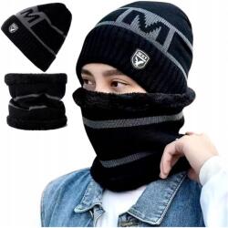 EdiBazzar Férfi Alagút Szett Meleg Téli Sapka Kémény Téli Melegítő Fekete (Czapka Komin Ocieplany Komplet Zimowy Męski)