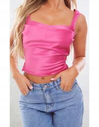 Prettylittlething Rózsaszín Szatén Cipzáras Felső (36) (563736)