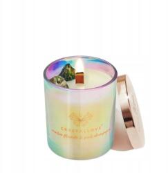 CRYSTALLOVE Szójagyertya szivárvány fluorittal és rózsaszín pezsgővel