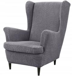 Ubieramy-meble Üléshuzat Füles Jacquard Rugalmas Vastag Minták Sötét Szürke Levelek (30-Z3-SZ)
