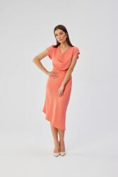 Stylove Elegáns Női Ruha Aszimmetrikus Nyakkivágással Narancssárga 36 S