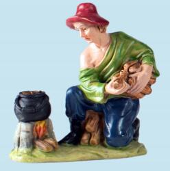Włoska Pásztor térdepel a tábortűznél 10cm magas figurákhoz (C3285/5)