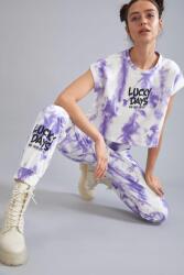 DeFacto Melegítőnadrág, fehér, Size S, 100% pamut, Tie Dye nyomott mintával