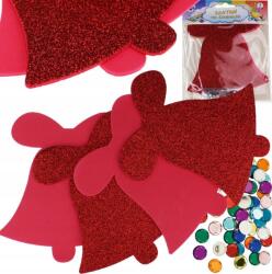 EM&EM Habszivacs Dekoráció Csillámos Csengő 4db Gyémánt, Karácsonyi Dekoráció M