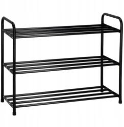 SPRINGOS Cipősszekrény Fém háromszintes 65, 5 x 52 x 26 cm fekete (HS0005)