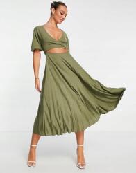 Asos Design Pliszírozott Ruha Khaki (42) (521746)