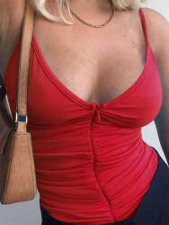 Shein LC93320 Shein Piros Fodros Cipzáras Felső (31) Xxs