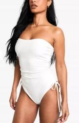 Boohoo Fehér Klasszikus Egyrészes Sima Fodros Fürdőruha Boohoo 44