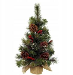 Kaemingk Mini karácsonyfa díszes Toboz Tőzegáfonya juta burkolattal Kicsi 75cm (681169)