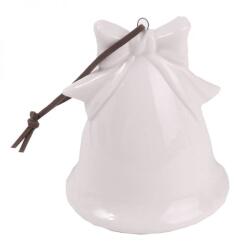 Yala Karácsonyi porcelán harang / csengő masnival - felakasztható - fehér 8, 2 cm (Q182421)