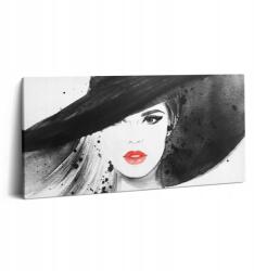 Wallfluent Vászonkép Canvas A Szobába Fa Kerettel Nő Kalapban És Fekete (010030010010000075270)