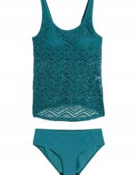 Bonprix Kétrészes Tankini, Size 52, kék, csipkés