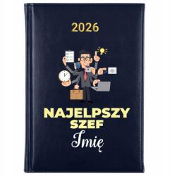 FunnyCase Könyvnaptár 2026 Legjobb Főnök *név* Sötétkék Ajándék Minták (Kalendarz Granatowy NAJLEPSZY SZEF *IMIĘ*)