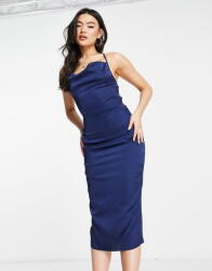 NaaNaa Sötétkék Szatén MIDI Ruha (40) (524180)