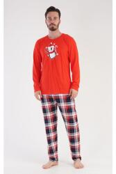  Férfi hosszú ujjú pizsama, hosszú nadrág 3031363722 Vienetta, XL, piros
