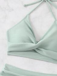 Shein Bordázott Bikini Felső, Size S, zöld