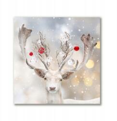 Tulup Canvas vászonkép 50x50 Fehér rénszarvas karácsonyi gömbök (ock-50x50-237017786)