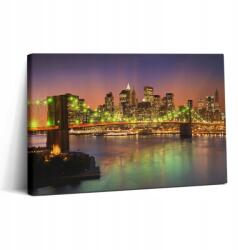 Wallfluent Canvas Vászonkép Ajándék Nappaliba Brooklyn híd Éjszaka 30x20 cm (010030010150000074893)