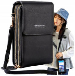 EdiBazzar Fekete bőr postás táska táska telefontartó női válltáska borítéktáska (5904555956490)