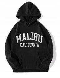 Shein DC27313 Shein Fekete Kapucnis Pulóver Malibu Nyomott Mintával